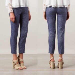 Theory Thaniel Tierra Linen Crop Pants Size 8 Blue
